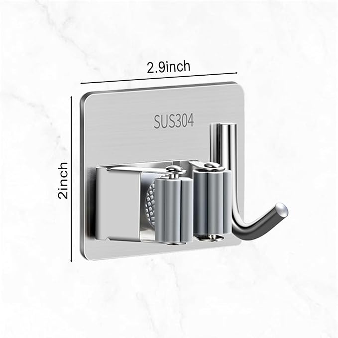 Broom Holder Wall Mount Hanger Holder Wall Mount, 2 Pack Mop and Broom Hooks - Image 2