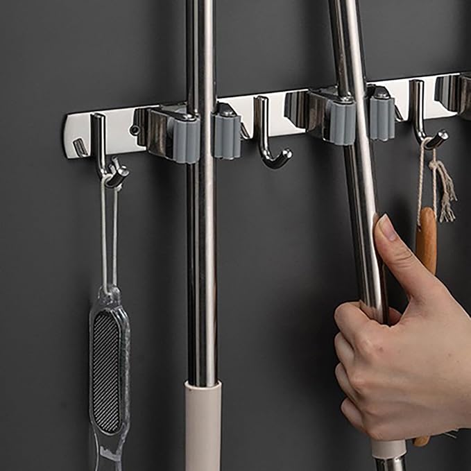 Stainless Steel Wall Mounted Mop Holder Multifunctional Mop Holder - Image 4