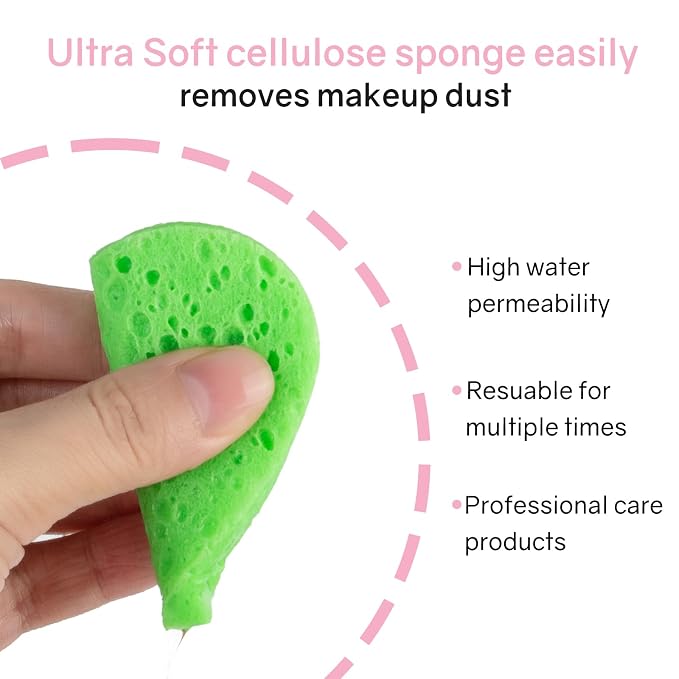 50-Count Heart Shape Compressed Facial Sponges, 100% Natural Cellulose Face - Image 4