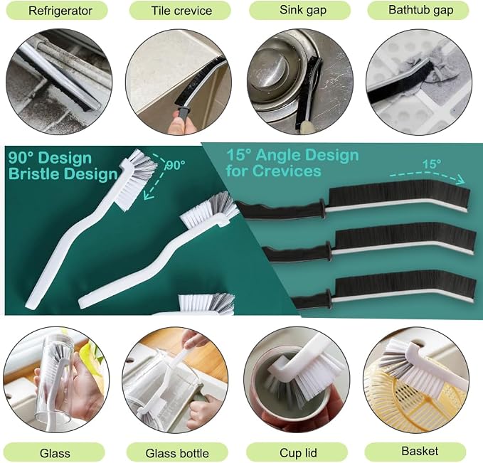CEYAZYE 18Pcs Crevice Cleaning Brush Set, Window Track Cleaner Tools, Tile Lines - Image 3