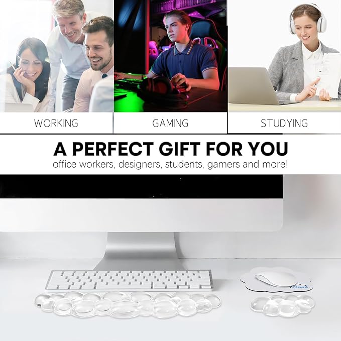 JIKIOU Clear Gel Wrist Rest for Keyboard and Mouse, Cool Silicone Mouse Wrist - Image 5