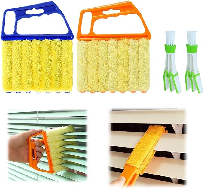 4PC Blind Cleaner Duster Tool, 2025 Upgrade Window Venetian Microfiber 7 Finger by hoehew