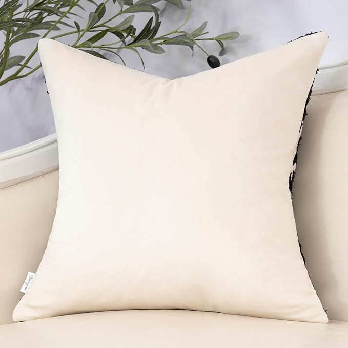 Yangest Chenille Floral Pillow Cover 18 x18 Inches, Neutral Jacquard Square Throw Pillow Cover Soft Decorative Nature Accent Couch Pillow Cover for Living Room Bedroom, Beige