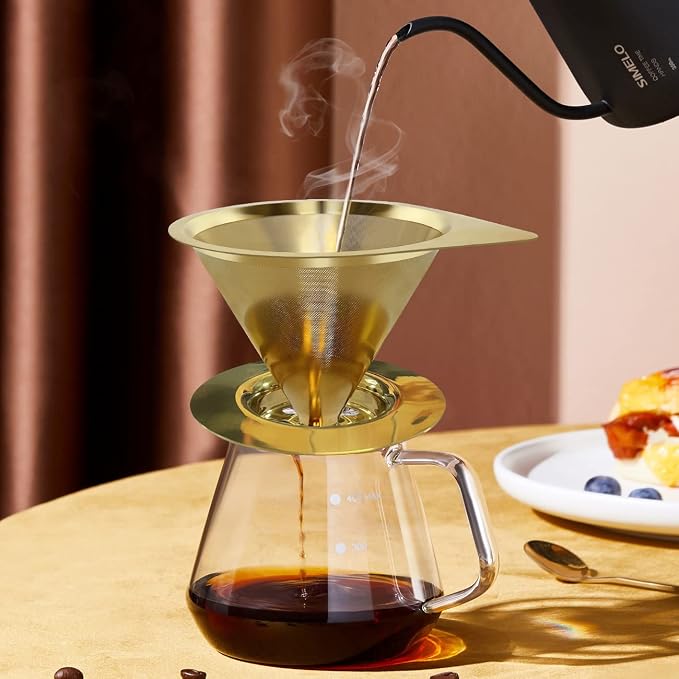 LHS Pour Over Coffee Dripper Reusable Coffee Filter Paperless Coffee Filter - Image 7