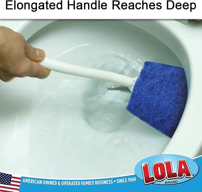 LOLA Bath & Toilet Bowl Scrubber Brush w/Comfort Handle, 6 Pack, w/Hang Hole. - Image 2