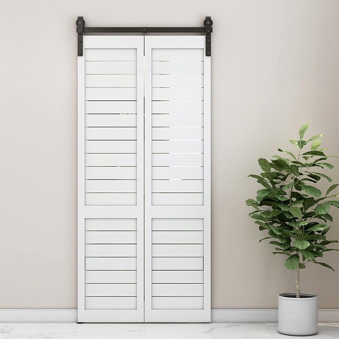52" Bi-Folding Sliding Barn Door Hardware Track Kit, Smoothly&Quietly, Side - Image 7