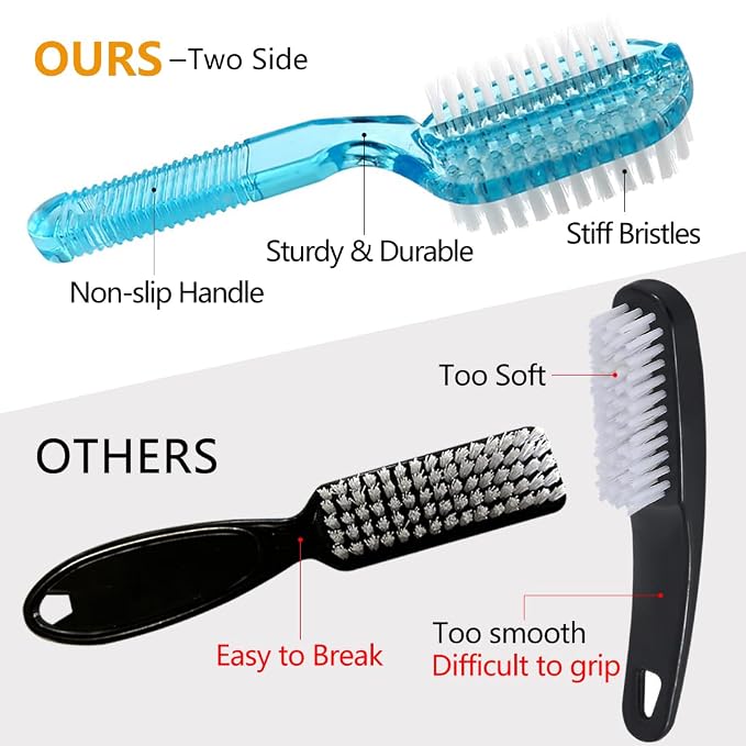 Handle Grip Fingernail Brush Two Sided Nail Brush Foot Scrub Brush Soft Stiff - Image 2