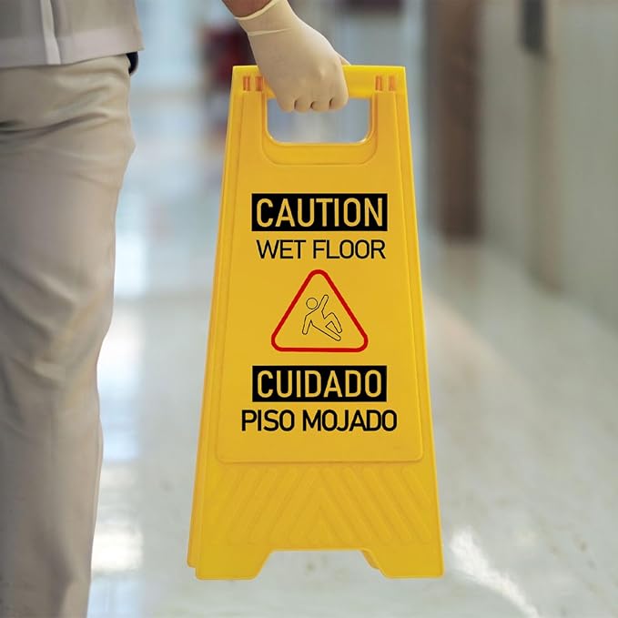12-Pack Bilingual Caution Wet Floor Signs, A-Frame Double-Sided Warning Signs - Image 5