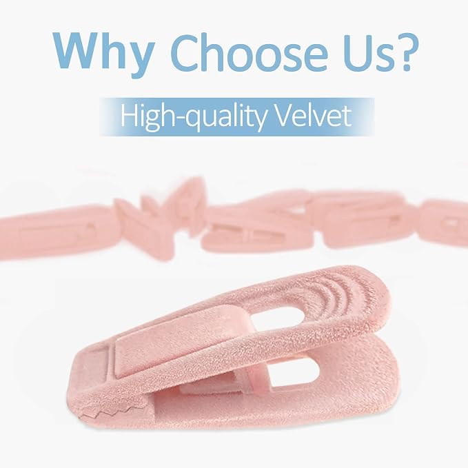 Light Pink Velvet Hanger Clips, Non-Slip Strong Hanger Clips - Image 2