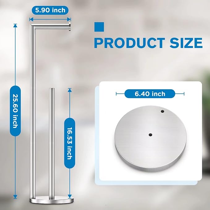Toilet Paper Holder Stand, Toilet Paper Stand Brushed Nickel, Free Standing - Image 2