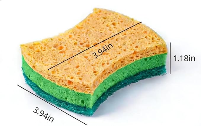 6 Pack Heavy Duty Kitchen Sponge Dish Sponges Double-Sided Dishwashing Scrub - Image 2