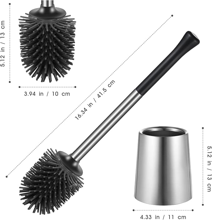 HAMITOR Toilet Bowl Brush Holder Set: Silicone Stainless Steel Deep Cleaning - Image 8