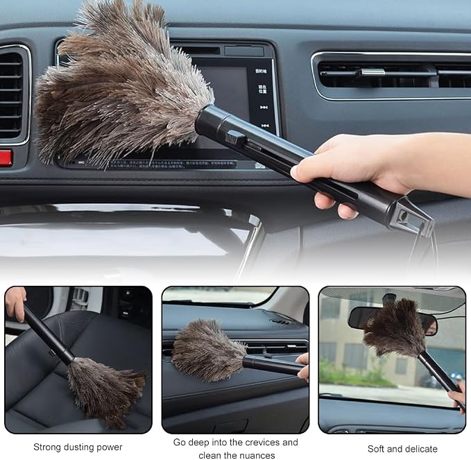 2pcs Ostrich Feather Duster for Cleaning, 9.8-16 inch Fluffy Natural - Image 9