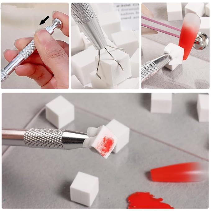 Soft Sponges with Grabbing Pen for Ombre and Aura Nail Art with Brush, - Image 4