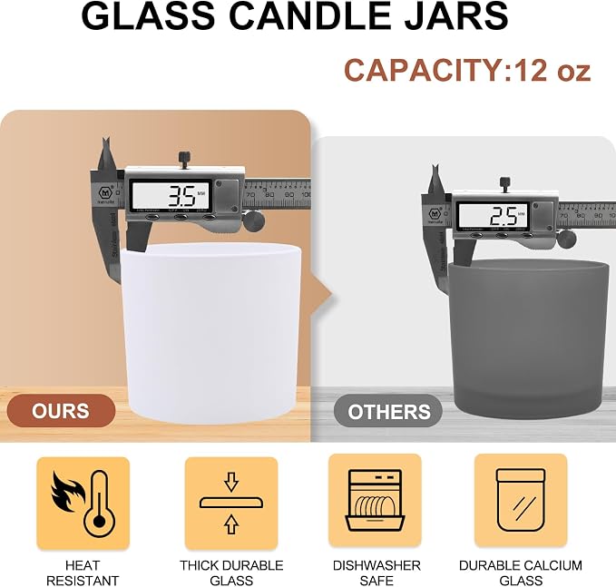 12 OZ Thick Candle Jars for Making Candles 12 Pcs, Empty Jars - Image 2