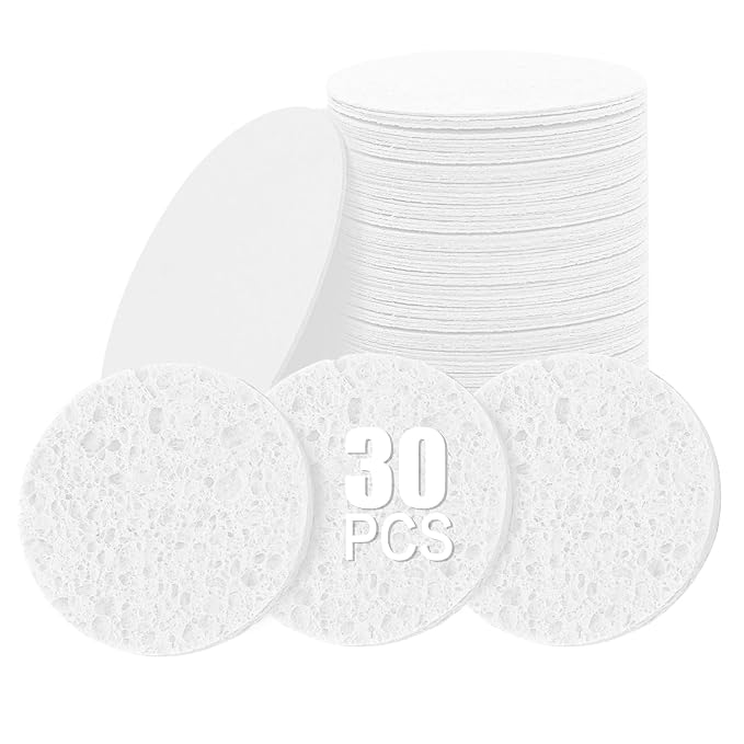 30 Count Compressed Facial Sponges Mini Soft Cellulose Pads by Unknown