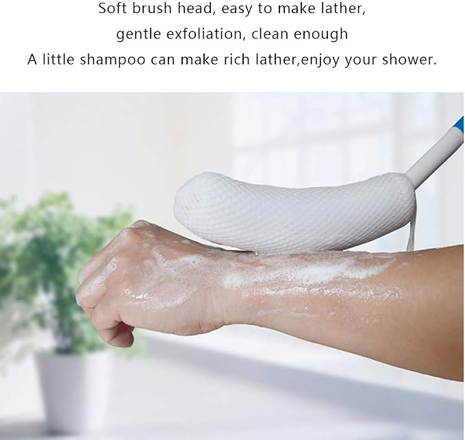 MagiDeal Vinyl Quote Me Long Anti-Slip Curve Handled Bath Body Brush, Easy Reach - Image 6