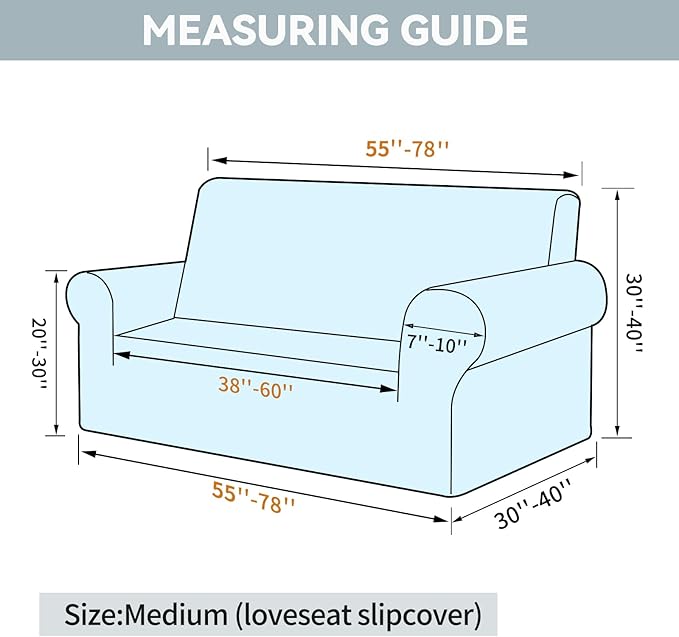 LURKA Stretch Loveseat Sofa Slipcovers 1 Piece Couch Covers for Sofa Furniture Protector Full Sofa Covers with Elastic Bottom for Kids and Dog (Medium,Dark Red)