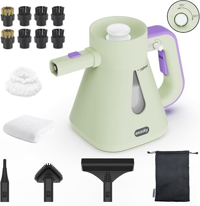Steam Cleaner Handheld: 1200W Fast 10-Sec Heat-Up-750mL Tank-No Cooling-Refill by awasky
