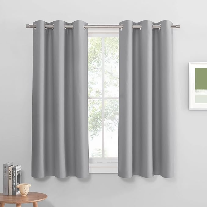 PONY DANCE Sliver Grey Blackout Curtains 42x60 Inches by PONYDANCE