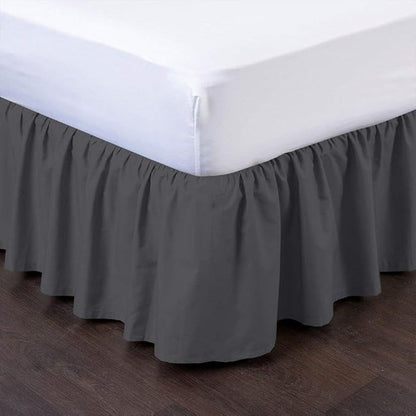 Bed Skirt - Ruffled Bed Skirt (Queen, Dark Grey) 12 Inch Drop Dust Ruffle with Platform, 100% Cotton 800 Thread Count Fabric - Dust Ruffle Bedskirt for Easy Fitting and Easy Care
