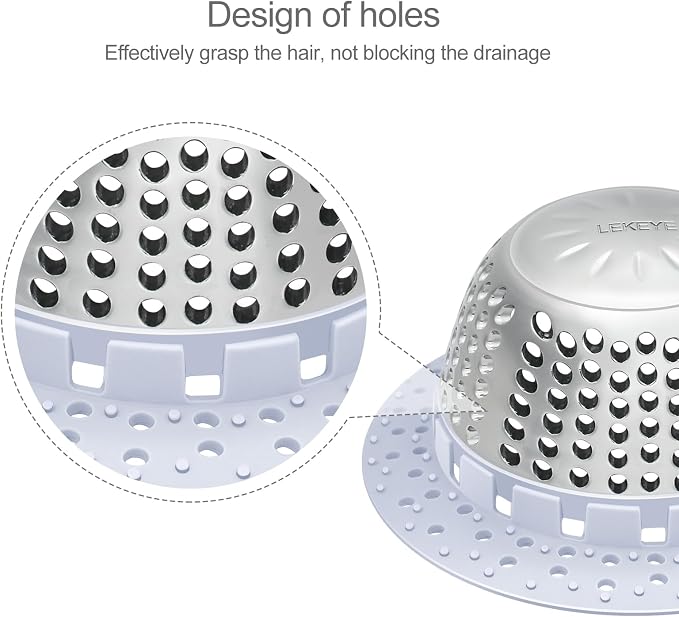 LEKEYE Shower Drain Hair Catcher/Bathtub Drain Cover/Drain Protector - Image 4