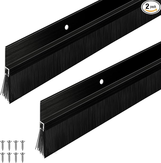 Frienda 2 Set Door Brush Bottom Sweep Brush Weather Stripping Aluminum Door Seal by Frienda