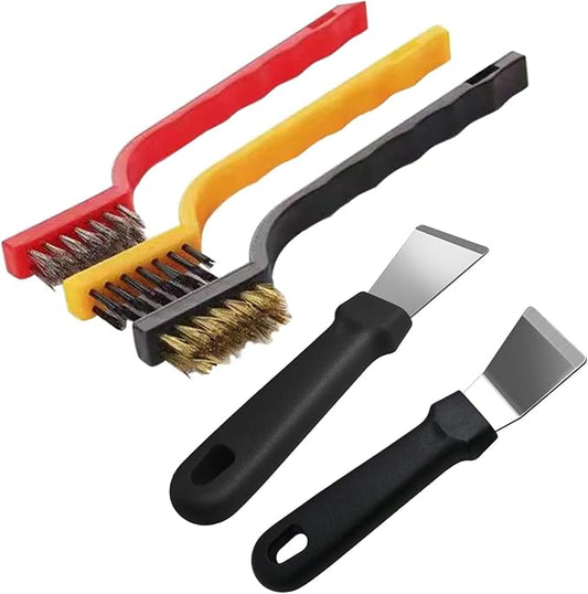 5Pcs Kitchen Stove Cleaning Brush + Scraper Tool Set, Stainless Steel and Nylon by ZAOIIZ