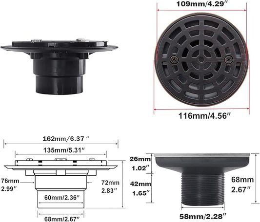 RANDOM Round Shower Drain SUS304 Stainless Steel Oil Rubbed Bronze Shower Drain - Image 2
