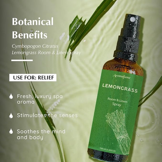 Lemongrass Room Linen & Pillow Spray by Aromafume | 100ml/3.38 fl oz | - Image 2