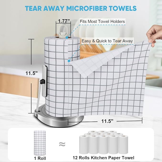 AIDEA Microfiber Cleaning Cloth Roll, Microfiber Kitchen Towels, Reusable Paper - Image 2