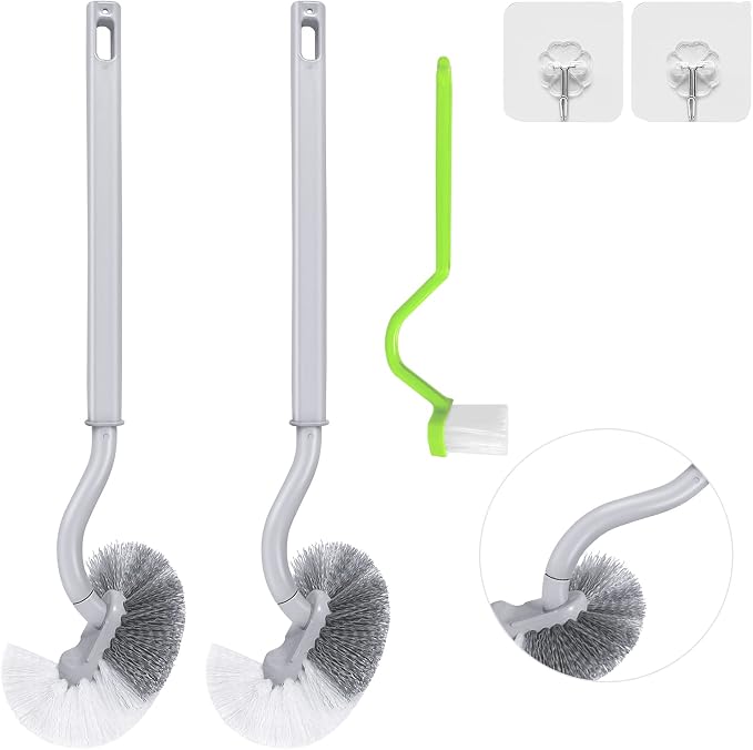 2Pcs Curved Toilet Bowl Brush Without Holder by WOBEVB