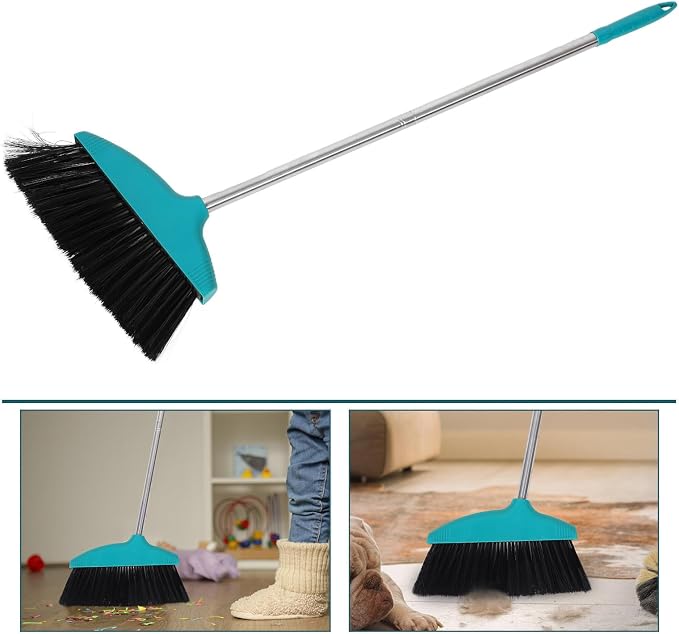 Soft Bristle Broom and Dustpan Set, Pet Hair Resistant, Lightweight Household - Image 9