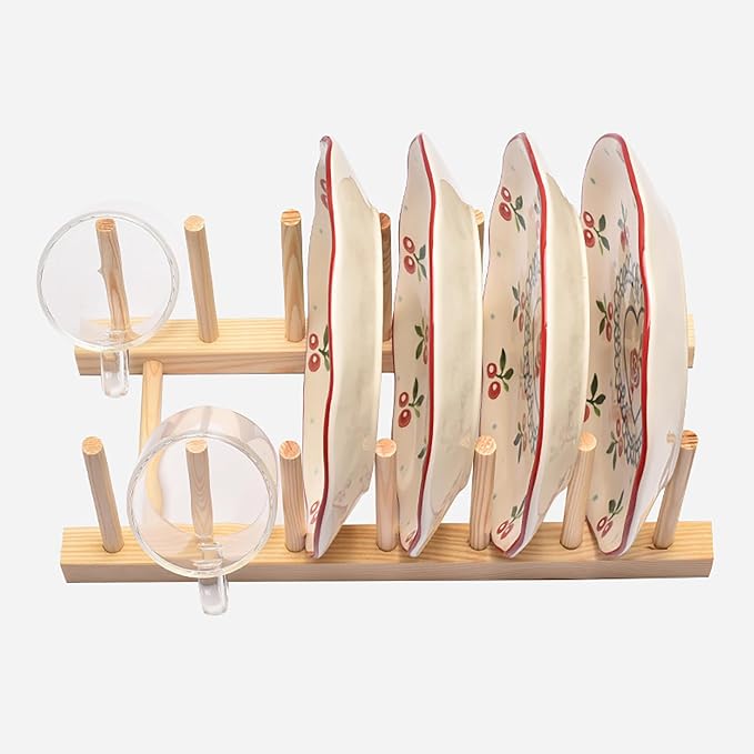 Kunovo Bamboo Dish Rack, Pot lid/Plate/Cutting Board Organizer - Image 4
