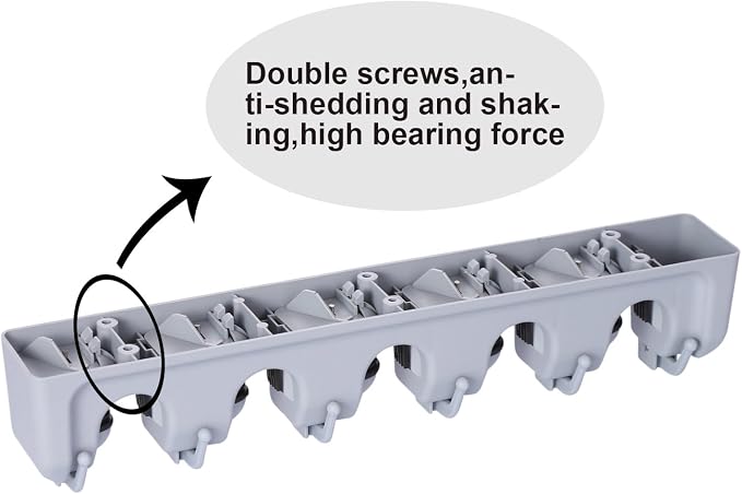 TOGU Mop and Broom Holder Wall Mounted 5 Position Storage Rack - Image 3