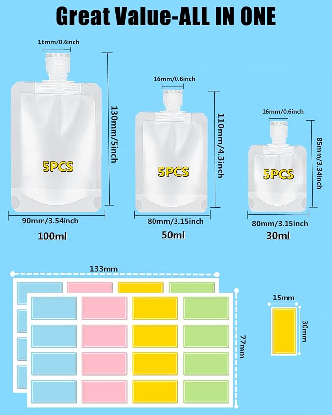 17 Pack Travel Pouches for Toiletries, TSA Approved, Travel Size Portable - Image 2