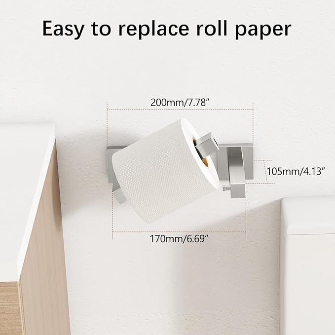Toilet Paper Holder Wall Mounted Post Pivoting Square Tissue Holders Roll - Image 5