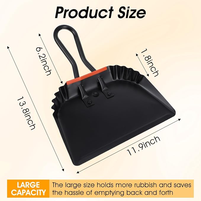 4 Pack 12 inch Heavy Duty Metal Dustpan Large Wide Dust Pans - Image 2