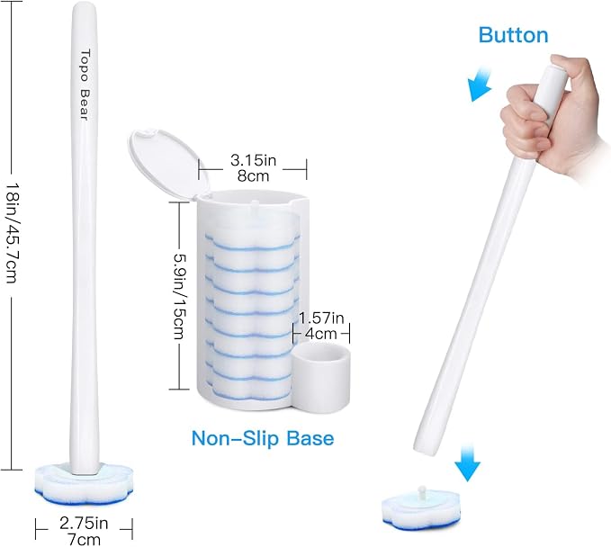 Disposable Toilet Brush Holder Set Toilet Wand Toilet Cleaner Scrubber - Image 3