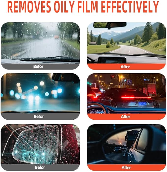 2 Pcs Glass Oil Film Remover for Car, Glass Emulsion Cleaner, Removes Oil Film - Image 3