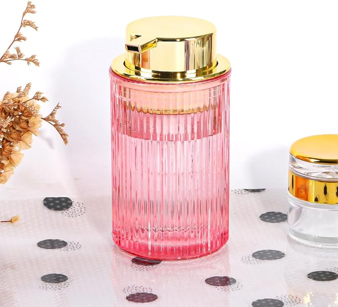 Pink Foaming Soap Dispenser, 12 Oz Glass Foaming Hand Soap Dispenser - Image 3