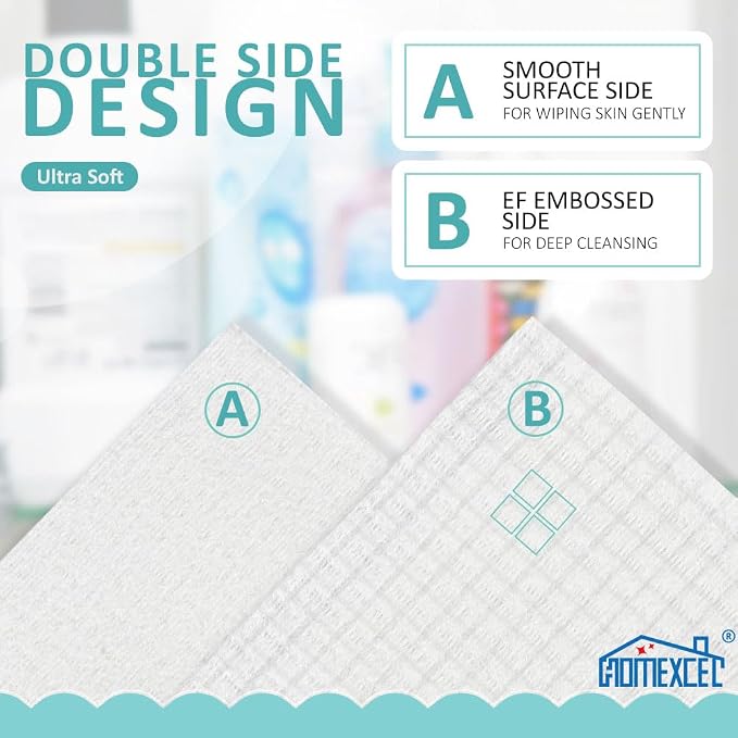 HOMEXCEL Face Towels, Disposable Face Towelette, Biodegradable Makeup Remover - Image 2