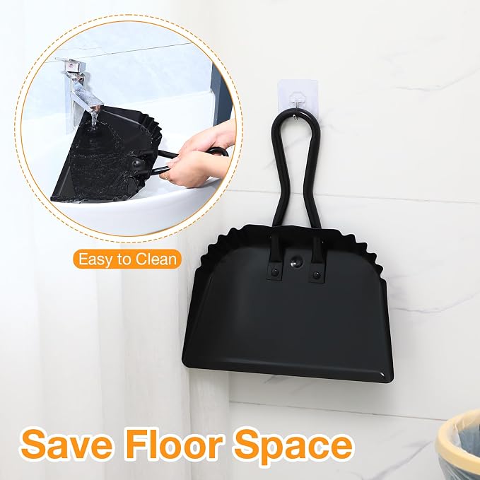 Mumufy 2 Pcs 12 Inch Heavy Duty Metal Dustpan, Stainless Steel Large Wide Dust - Image 5