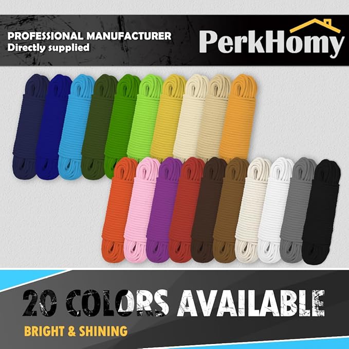 PerkHomy 100 ft 3/16" Cotton Rope Multi Purpose Utility Diamond Braided Cord - Image 6