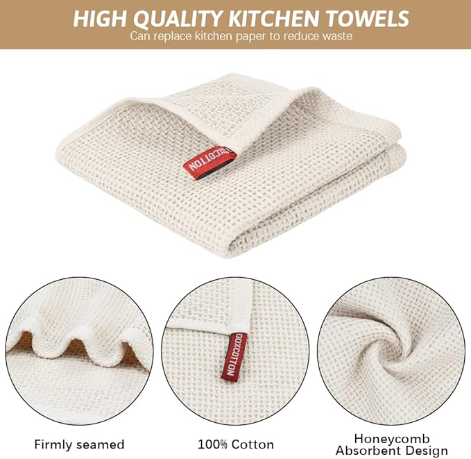 Nialnant 100% Cotton Kitchen Dish Towels, Waffle Weave Dish Cloths - Image 3