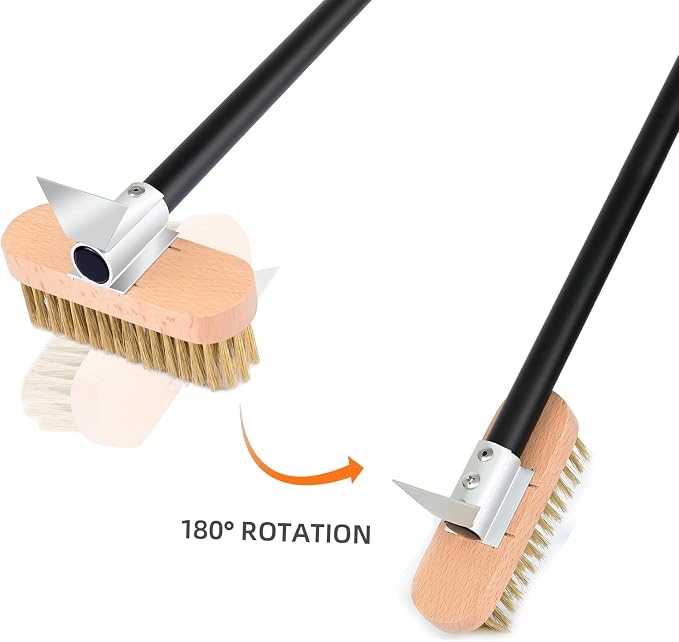 Pizza Oven Brush with Scraper, Brass Bristles Grill Brush with 33 or 47 Inch - Image 3