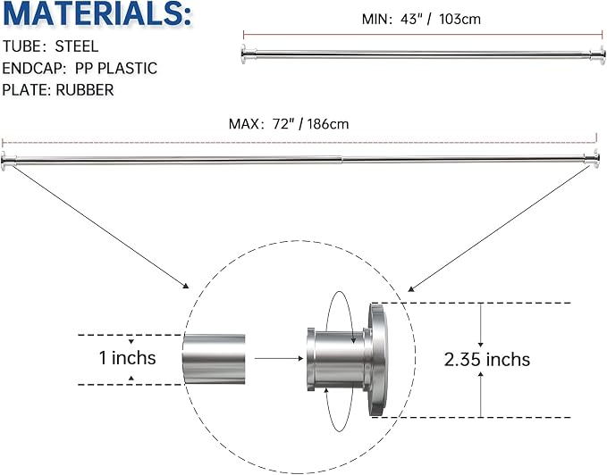 BRIOFOX Industrial Shower Curtain Rod - Image 7