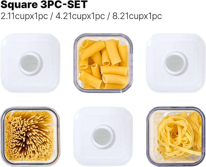 VAKUEN Premium Airtight Food Storage Containers, Square-S 3PC-SET, Smart - Image 2