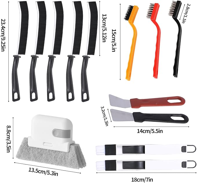 13pcs Household Cleaning Tools 2 in 1 Groove Cleaning Brush Window Track - Image 3