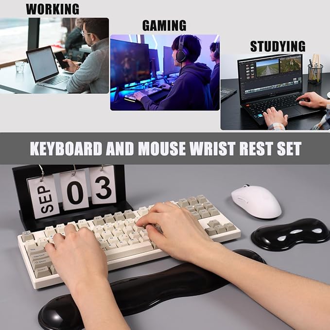 Ergonomic Silicone Gel Keyboard and Mouse Wrist Rest Set – Clear Wrist Rest - Image 5